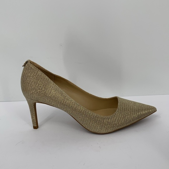 Michael Kors Alina flex pump shoe heel gold glitter chain mesh metallic new 9.5 - Picture 2 of 8